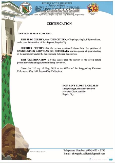 Philippines certificate of good standing Word and PDF template, version 8